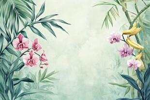 清新花卉绿植背景图