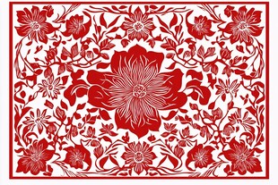 中式传统花卉剪纸图案