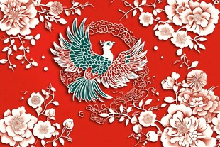 凤凰栖花图 中式祥瑞之景