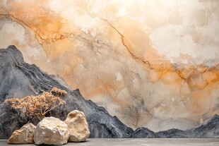 石景山水墙前的雅致景观