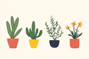 可爱盆栽插画