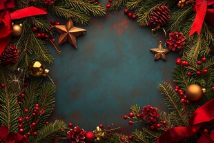 圣诞装饰边框营造节日氛围