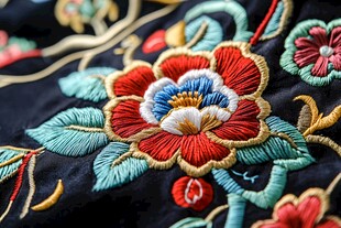 中式刺绣精美花卉图案