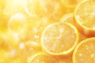 新鲜柠檬切片 闪耀诱人光泽