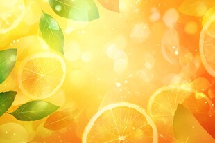 清新柠檬柑橘梦幻背景图