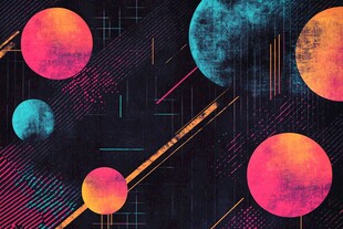 炫彩几何星球抽象背景图