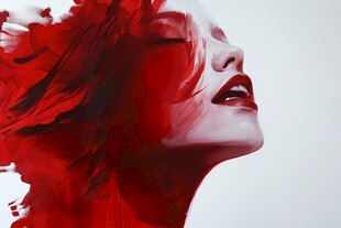 红色写意女性梦幻头像