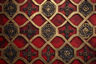 古典红金交织精致花纹图案