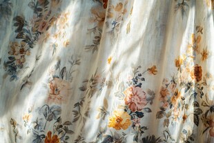 花卉图案的轻柔窗帘布料