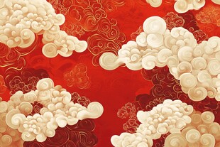 中式红云纹图案背景