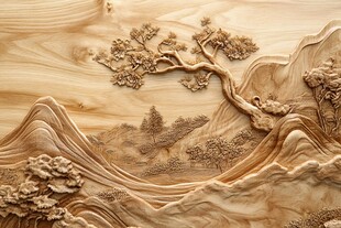 木雕山水图景
