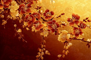 金色繁花枝头绽放