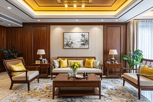 中式典雅客厅家居装饰展示
