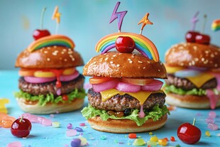 创意彩虹主题美味汉堡