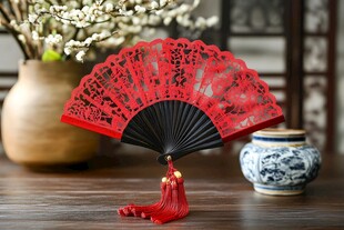 古典红折扇 中式雅致风情