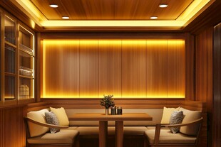 日式温馨木质茶室一角