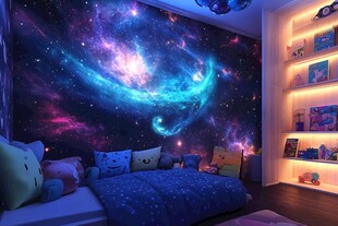 梦幻星空儿童房卧室一角