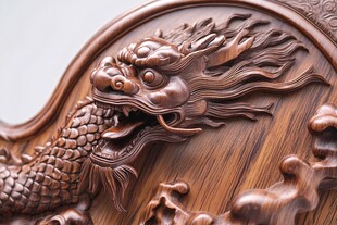 木雕龙纹细节精美展示