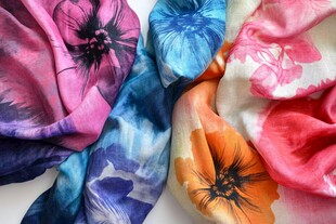 多彩花卉图案时尚丝绸围巾