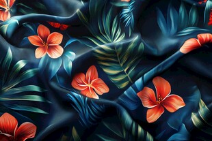 热带花卉织物图案