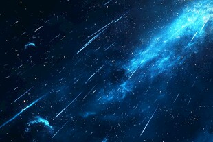 梦幻蓝色流星雨星空景象