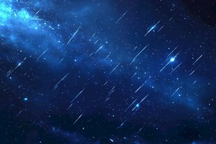 梦幻蓝色流星雨夜空场景