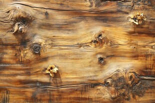 古朴木纹与精致小花装饰
