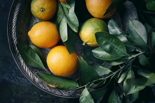 碗中鲜橙伴绿叶