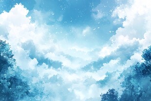 梦幻蓝天与云端森林美景