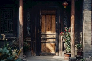 古宅木门 岁月静好的角落