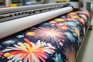 数码印花机印制绚丽烟花布料