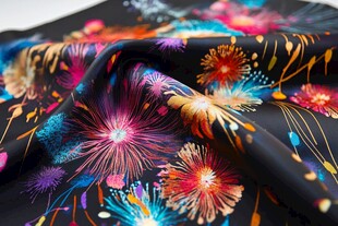 绚丽烟花图案的多彩布料