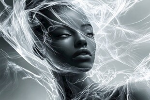 梦幻线条环绕的神秘女性