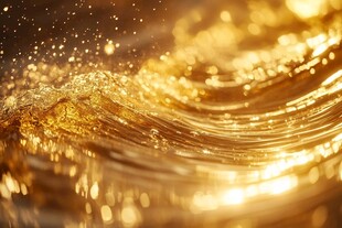 金色动感液体波浪特效图