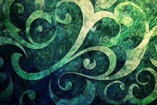 绿色复古风漩涡花纹背景
