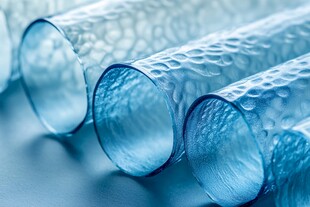 蓝色纹理玻璃管特写