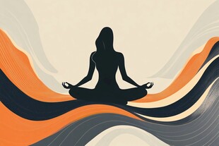 冥想中的女性与动感背景