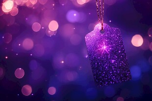 梦幻紫色闪光标签背景图