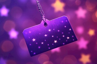 梦幻紫星标签背景图