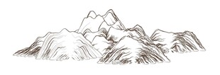 手绘风格的壮丽山脉景观