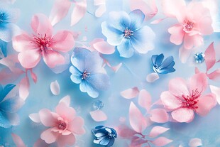 梦幻粉蓝花卉背景图