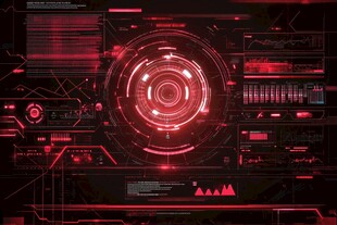 科技感十足的红色虚拟界面