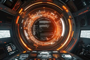 未来科幻飞船操控台界面