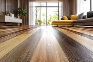 时尚客厅的精美木地板