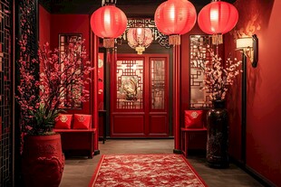 中式红韵门厅 传统雅致风
