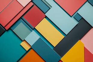 多彩几何方块拼接背景图