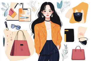 时尚女生与精致配饰