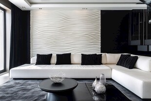 现代黑白风客厅沙发场景