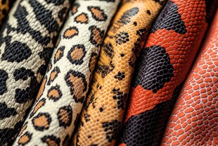 多彩动物纹皮革纹理特写