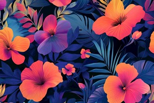 热带花卉绚丽图案